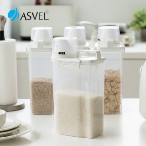 日本asvel米桶家用防潮防虫密封箱五谷杂粮收纳盒面粉储存罐米缸