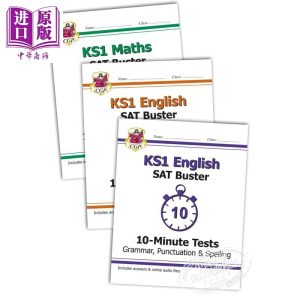 英国CGP原版 KS1 Maths and English 10-Minute Test SAT Buster小学一年级数学英语十分钟小测 英国小学考试专练 5-7岁 中商