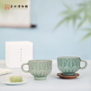 苏州博物馆青瓷莲花杯秘色莲花碗杯子陶瓷杯生日礼物文创情侣杯