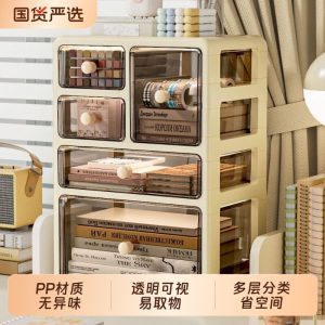 桌面收纳盒抽屉式透明办公室书桌文具杂物置物架整理储物盒多层