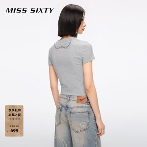 【天使系列】Miss Sixty夏季短袖T恤女上衣立体翅膀正肩显瘦百搭