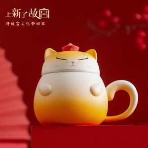 上新了故宫御猫说陶瓷杯办公家用泡茶杯带盖水杯学生儿童生日礼物