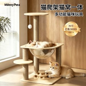 太空舱猫爬架猫窝猫树一体猫架猫跳台猫抓柱小型不占地猫转盘玩具