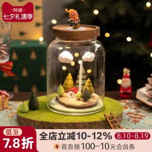 阿楹 高级小众微景观星星人摆件玻璃瓶拍拍灯迷你装饰品圣诞礼物