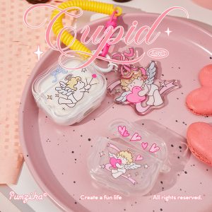 Pumzika原创丘比特小天使可爱适用苹果AirPods3 pro2耳机保护套带挂件软蓝色透明耳机盒