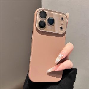 奶茶色肤感磨砂适用苹果17promax手机壳超薄新款iphone16pro自带镜头膜15PM情侣高级感14简约女13防摔保护壳