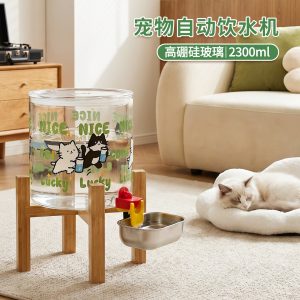 猫咪自动饮水机不插电高硼硅玻璃大容量静音护脊防浮毛宠物喝水器