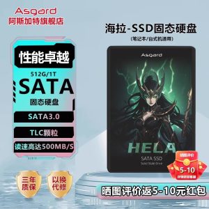 阿斯加特AS SATA3.0 250G 500G 512G 1T台式电脑海拉固态硬盘ssd