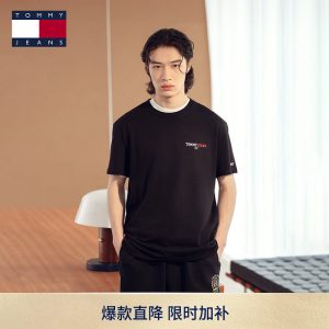 【标语T恤】Tommy春夏男装纯棉美式复古印花圆领内搭打底短袖上衣