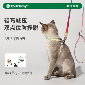 Touchdog它它幻彩猫咪牵引绳防挣脱小猫专用防窒息轻便猫绳不勒脖