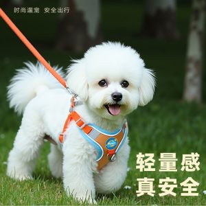 狗狗牵引绳背心式小型犬泰迪比熊博美幼犬遛狗绳宠物胸背带不勒脖