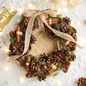 复古森系松果桂皮装饰花环门墙挂件MERRY CHRISTMAS氛围布置道具