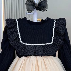 Girls Dress Spring Autumn Long Sleeve Knitted Dresses For Gi