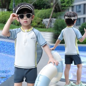 儿童泳衣男童分体夏季新款小中大童速干游泳衣套装宝宝泳装平角