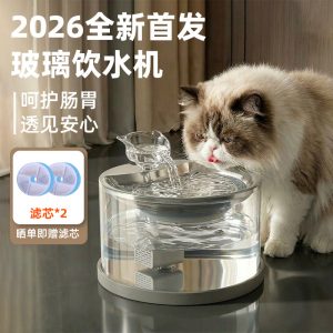 猫咪饮水机玻璃宠物自动循环流动过滤静音大容量透明饮水器喝水碗