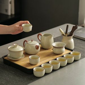 汝窑功夫茶具套装家用办公室喝茶泡茶2026新款茶壶茶杯子盖碗茶盘